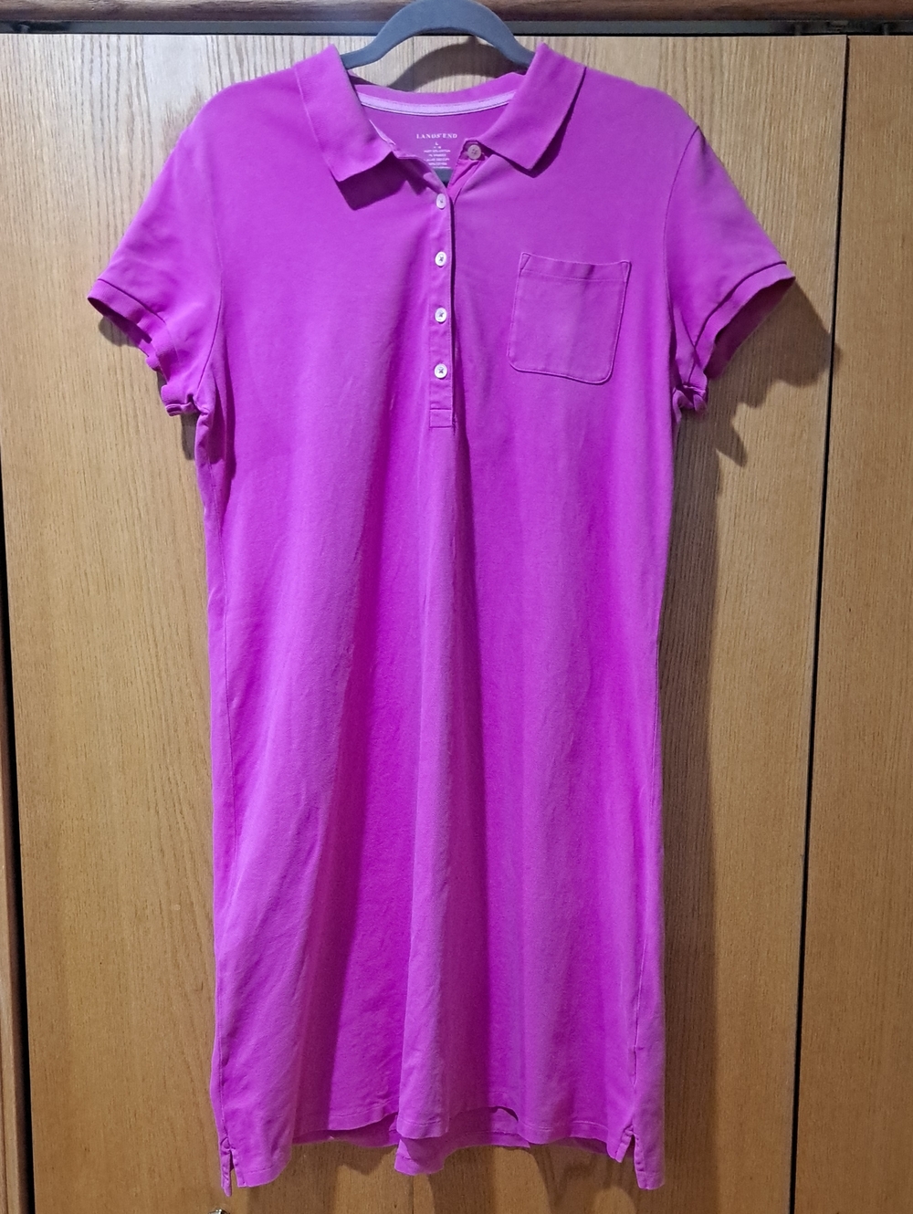 Lands' End Bright Pink Polo Midi Dress